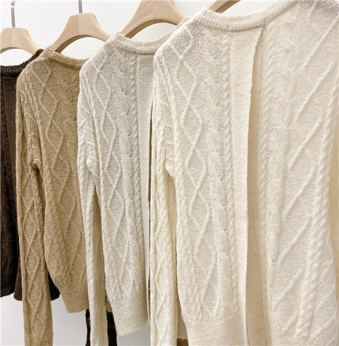 Row Alpaca Unique Back Knit (Very Soft) (Ivory/GrayBeige/Camel/Brown) (will ship within 1~2 weeks)