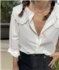 Frill Blouse (White/Black)  (will ship within 1~2 weeks)