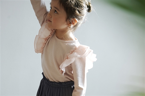 Frill Top (Pink/Ivory) (Size : 9 - 5~6T)