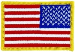 VIEW US Flag Gold Border Left Facing