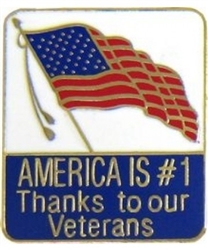 VIEW Aerica Is #1 Thanks To Our Veterans Lapel Pin
