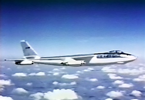 A color photo of a Boeing B-47 Stratojet nuclear bomber as shown in the video Stratojet: Meet Your Boeing B-47