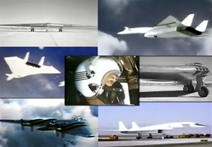 Color photos of Northrop YB-49 Flying Wing and the North American XB-70A Valkyrie experimental bombers in flight and on the ground.