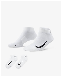 Nike Multiplier Low Golf Quarter Socks (2 Pairs), White/Black
