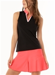 Lucky in Love Double up placket tank, Black