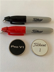 Titleist Mini Sharpie Pens + Ball Markers Combo