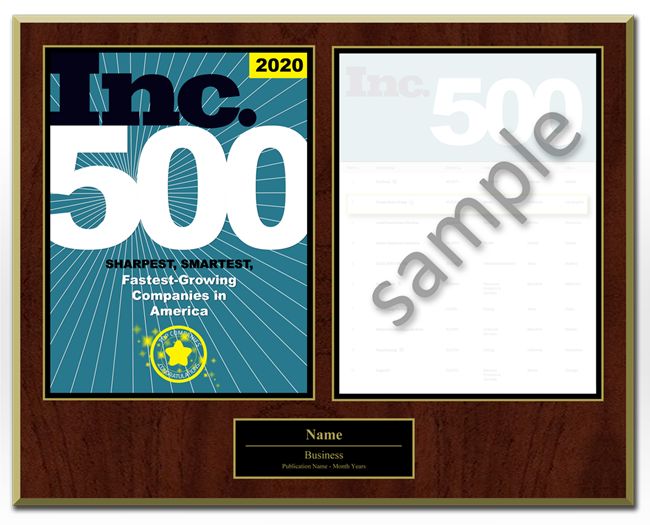 2020 Inc. 500/5000 Companies Deluxe Plaque (2pg)