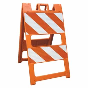 Plasticade Barricade Type II Orange - 12" X 24" Top Panel  8" X 24" Bottom Panel
Diamond Grade Striped Grade Sheeting