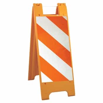 Minicade Orange - 12" x 24" High Intensity Prismatic Striped Sheeting (side A) 12" x 24" High Intensity Prismatic Sign Legend (side B)