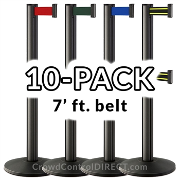 Beltrac 3100DL ADA Compliant 7' ft. Double-Belt Stanchion, 14" Sloped Base, 10-Pack