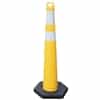 42" Yellow Cone with two Silver Collars, 6" top tier, 4" next tier