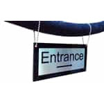 Hanging Velvet Rope Sign - Brushed Steel with Steel chain