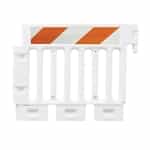 Strongwall ADA White Pedestrian Barricade with high intensity prismatic striped sheeting on two sides -