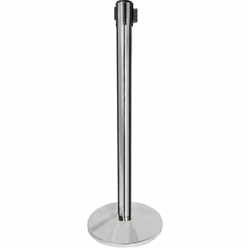 QueueWay-PLUS Tension Belt Stanchion, Polished Chrome Post, 10' ft. Belt