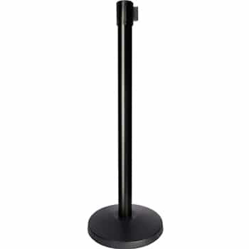 QueueWay-PLUS Tension Belt Stanchion, Black Post, 10' ft. Belt