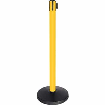 QueueWay-PLUS Tension Belt Stanchion, Yellow Post, 10' ft. Belt