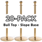 Economy Rope Stanchion Ball Top - Polished Brass - 20 PACK