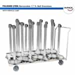 SET: 18 POLISHED STEEL Retractable 11' ft. Belt Stanchions, with Vertical Storage Cart
