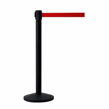 QueueWay Retractable Belt Stanchion, Black Post, RED 7.5' ft. Belt