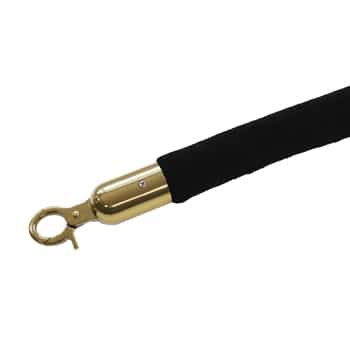 QueueWay Black Velour Rope, 8' ft., Polished Brass Ends