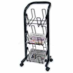 Newspaper Display Rack, 3 Pocket, Mobile (Black Metal)