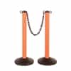 ChainBoss Indoor/Outdoor 3" molded stanchion with orange post, 15lb. Duracast pre-filled base and 10' of 2" Black plastic Chain (2 pack)