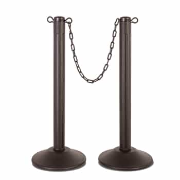 ChainBoss Indoor/Outdoor 3" molded stanchion with black post, 15lb. Duracast pre-filled base and 10' of 2" Black plastic Chain (2 pack)