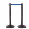 Premium Retractable Belt Stanchion - Black steel post with 15lb base & 7.5' blue belt (2 pack)