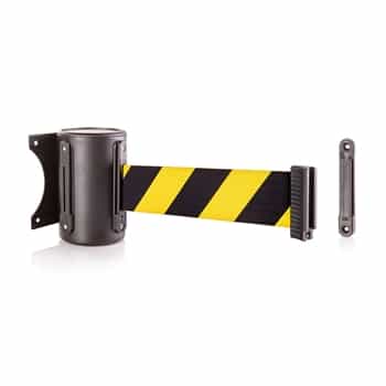 US Weight Black wall mount & 13' safety yellow/black chevron belt