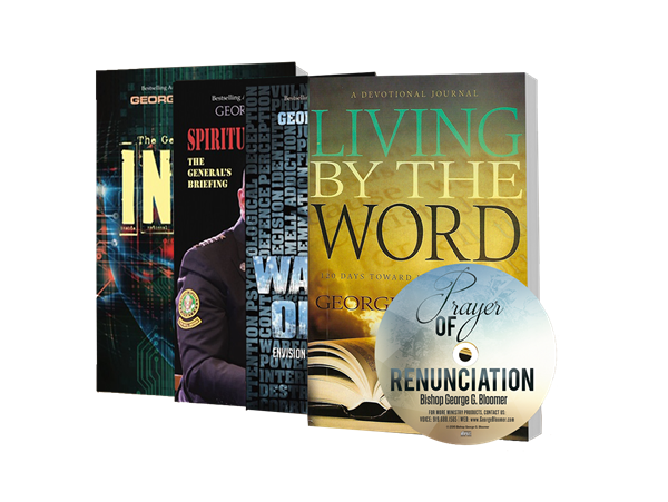 "Intel", "Spiritual Clearance", "Warrior Optics", "Prayer's of Renunciation CD", and "Living By the Word".