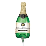 14 inch Champagne BOTTLE shaped mini foil balloon. By Anargram