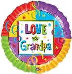 18 inch Love You Grandpa Foil Balloon, Price Per EACH, Minimum Order 10