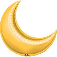 35in GOLD CRESCENT Foil Balloon, Price Per Package of 3