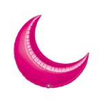 26in FUCHSIA CRESCENT Foil Balloon, Price Per Package of 3