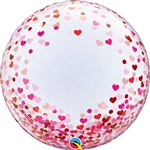 Red & Pink Confetti Hearts Deco Bubble