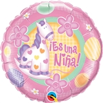 18 inch Es Una Nina Soft Giraffe Foil Balloon