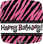 18 inch Pink Zebra Print Birthday