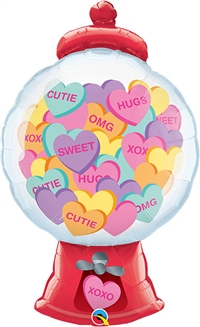 Candy Hearts Gumball Machine Foil Balloon