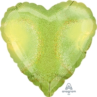 18 inch LIME GREEN HEART Dazzler Holographic Foil Balloon
