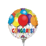 9in Congrats GRAD Wavy Burst Round Foil Balloon