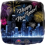 Happy New Year Chicago Skyline & Fireworks balloon