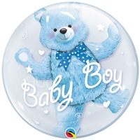 24 inch DOUBLE BUBBLES Baby Boy BLUE  Bear