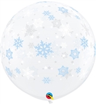 3 foot Qualatex Winter Snowflakes-A-Round on DIAMOND CLEAR