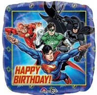 18 inch Justice League Happy Birthday Square Foil Balloon