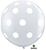 3 foot Qualatex Round White Polka Dot on DIAMOND CLEAR