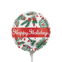 9 inch Happy Holidays Pine Cones Foil Balloon