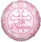 18 inch SV Mi Bautizo Round Foil Rosa