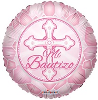 18 inch SV Mi Bautizo Round Foil Rosa