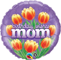 18 inch Birthday Wishes Mom Tulips