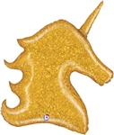 GOLD Glitter Unicorn - Holographic Balloon